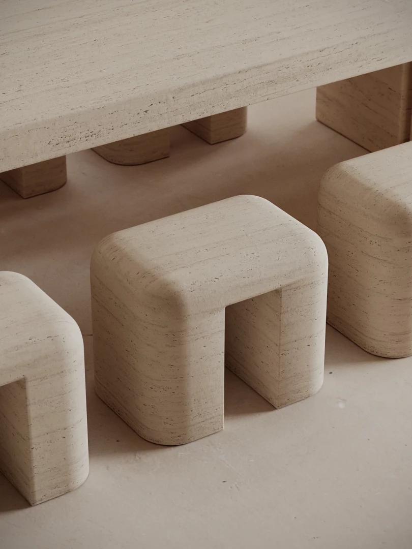 M_011 Dining Stool Travertine