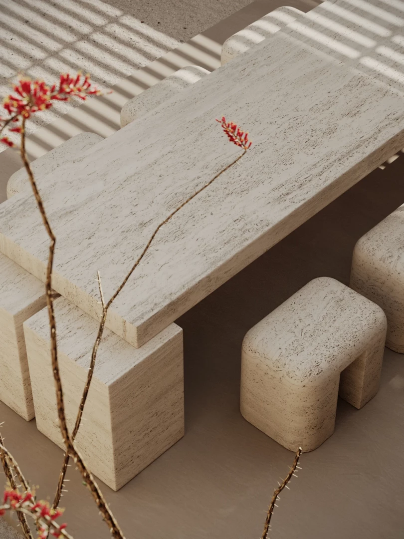 M_011 Dining Stool Travertine - Image 4