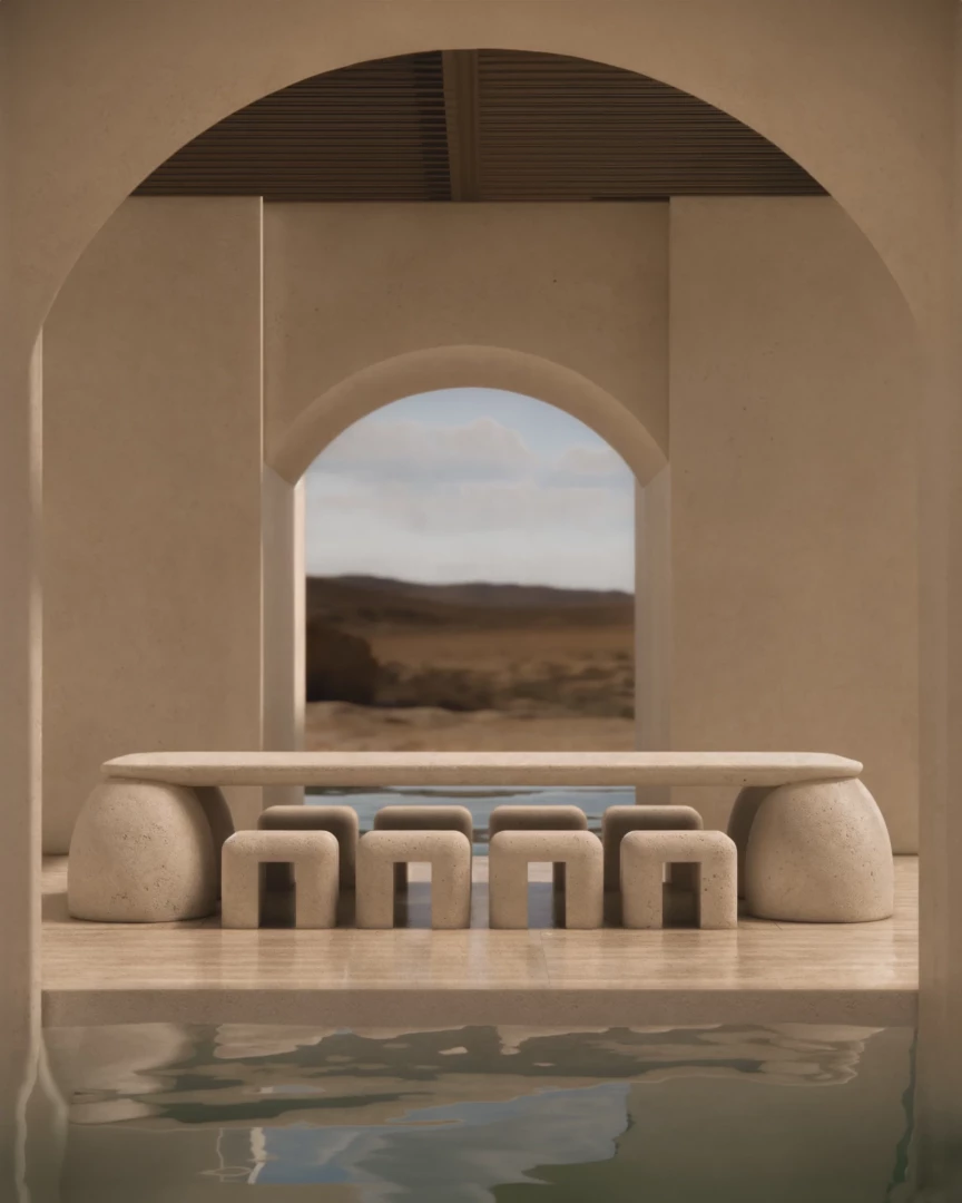 M_018 Dining Table Travertine - Image 6