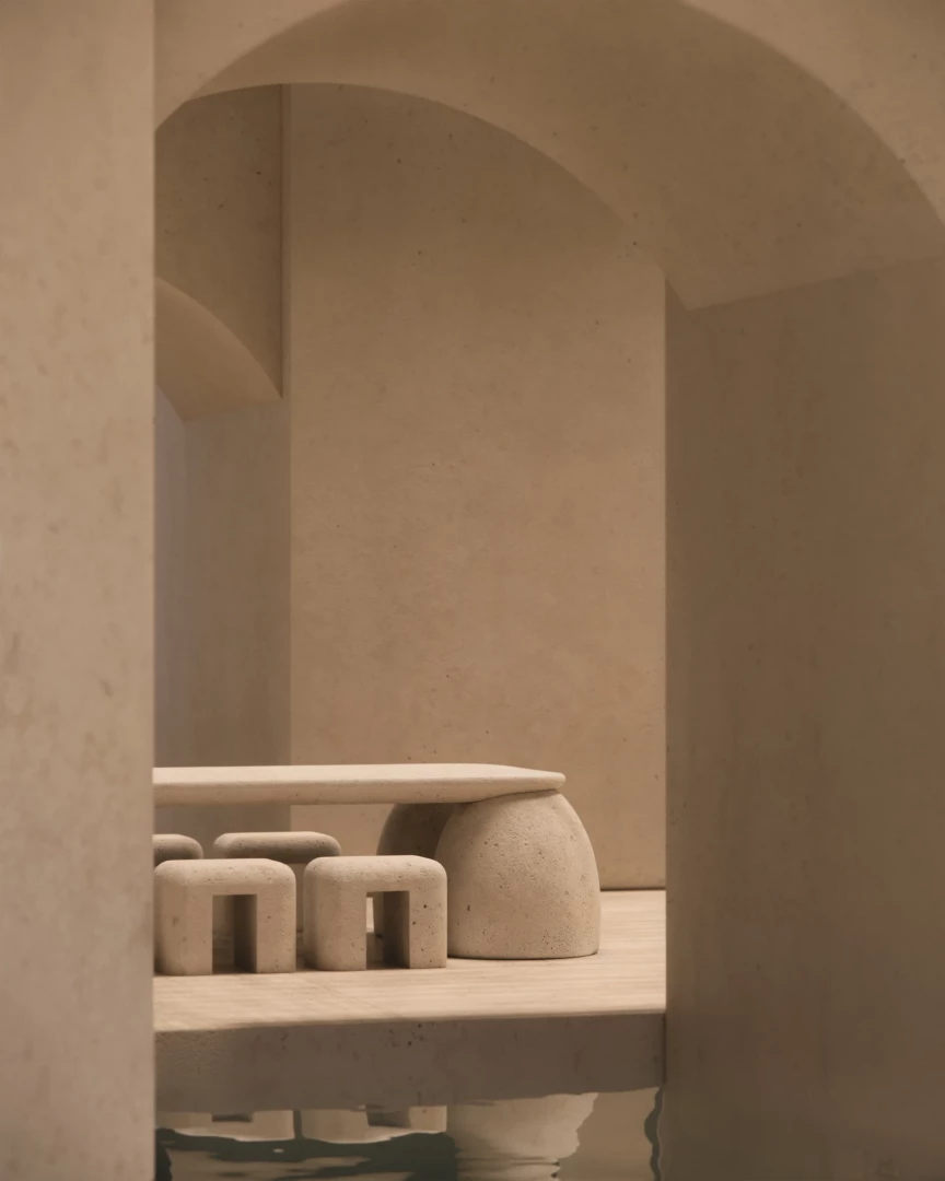 M_018 Dining Table Travertine - Image 7