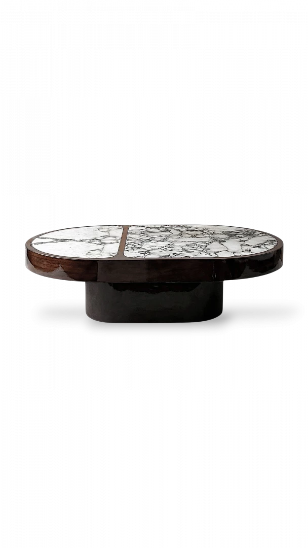 Cohesion Wood table Calacatta Viola Marble